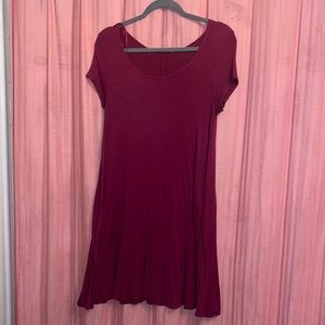 Dark red t-shirt dress